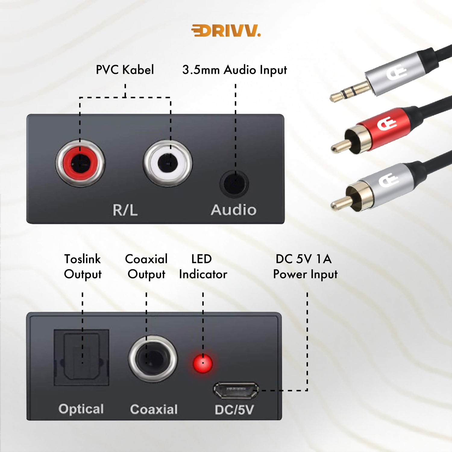 3,5 mm naar 2RCA Kabel – Storingsvrij stereo geluid voor versterker en speakers