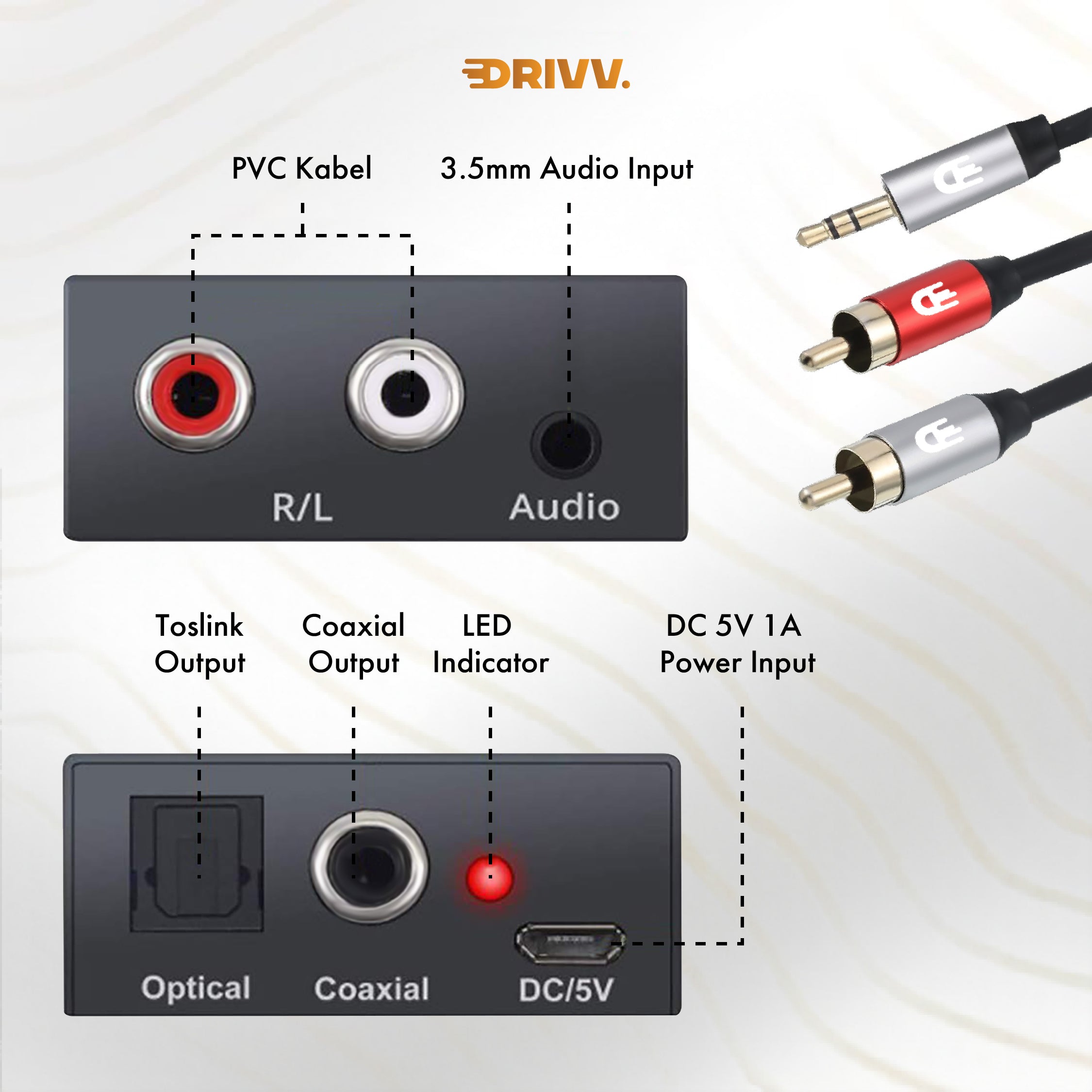 3,5 mm naar 2RCA Kabel – Storingsvrij stereo geluid voor versterker en speakers