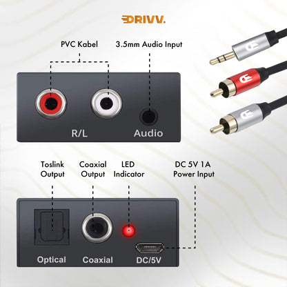 3,5 mm naar 2RCA Kabel – Storingsvrij stereo geluid voor versterker en speakers