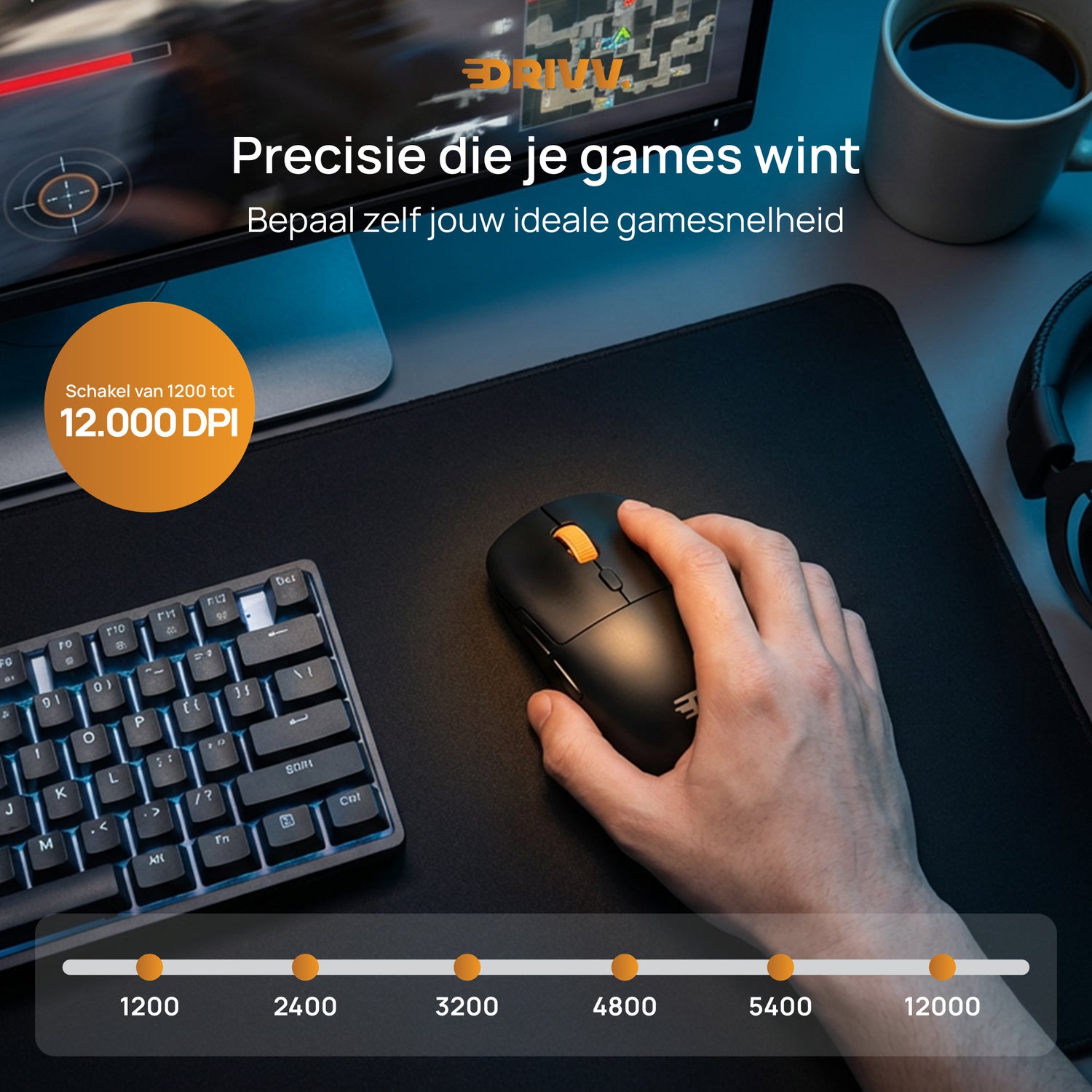 Gaming Muis Nova Draadloos - 63g ultralicht, PAW3311, 12.000 DPI