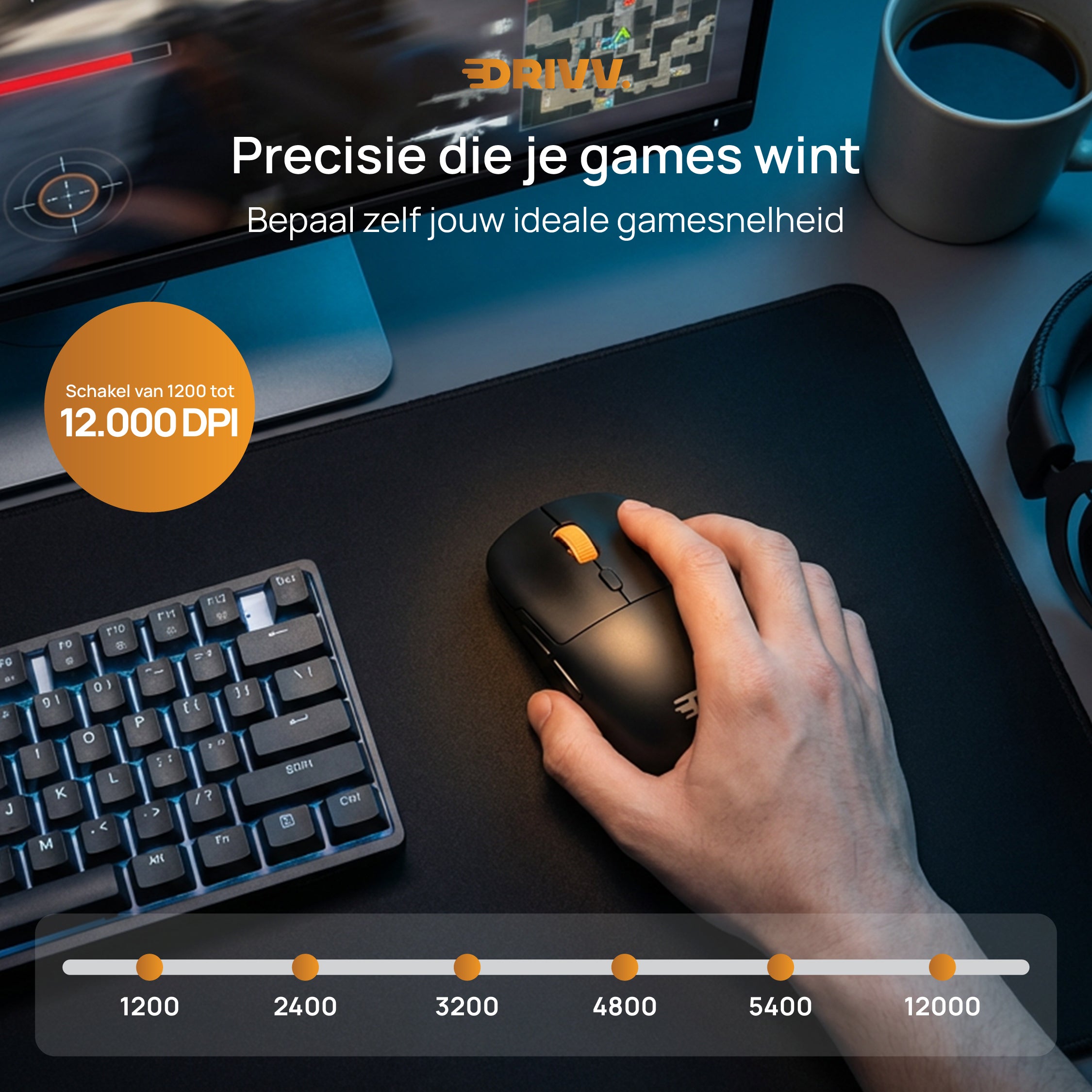 Gaming Muis Nova Draadloos - 63g ultralicht, PAW3311, 12.000 DPI