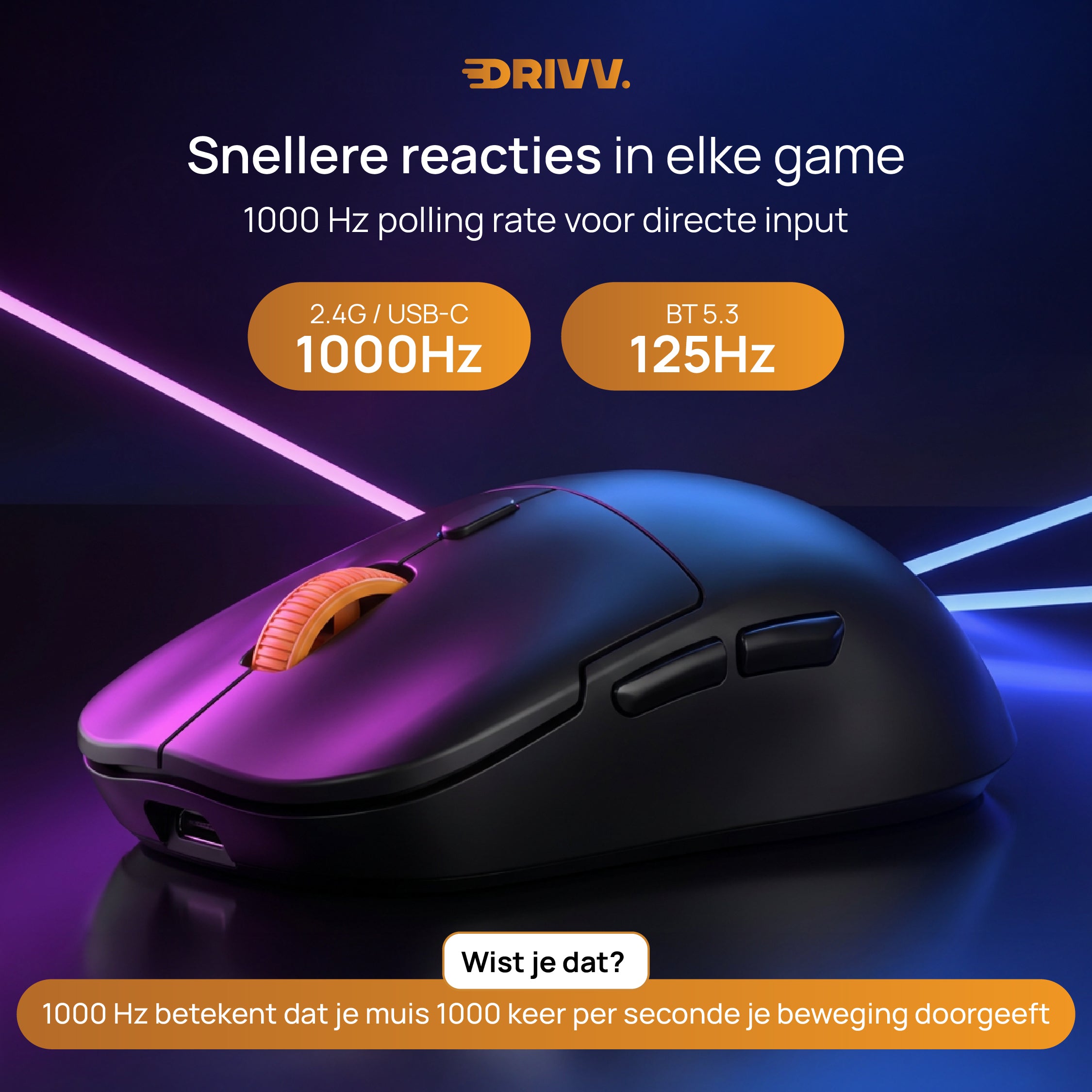 Gaming Muis Nova Draadloos - 63g ultralicht, PAW3311, 12.000 DPI