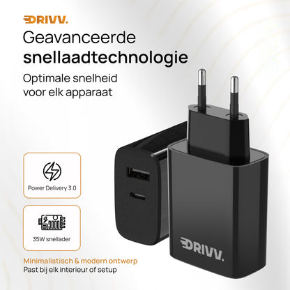 USB C + A Oplader 35W – Snelladen met Power Delivery