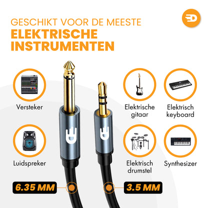 Premium 3,5 mm Jack naar Dual 6,35 mm Kabel - Stereo Audio