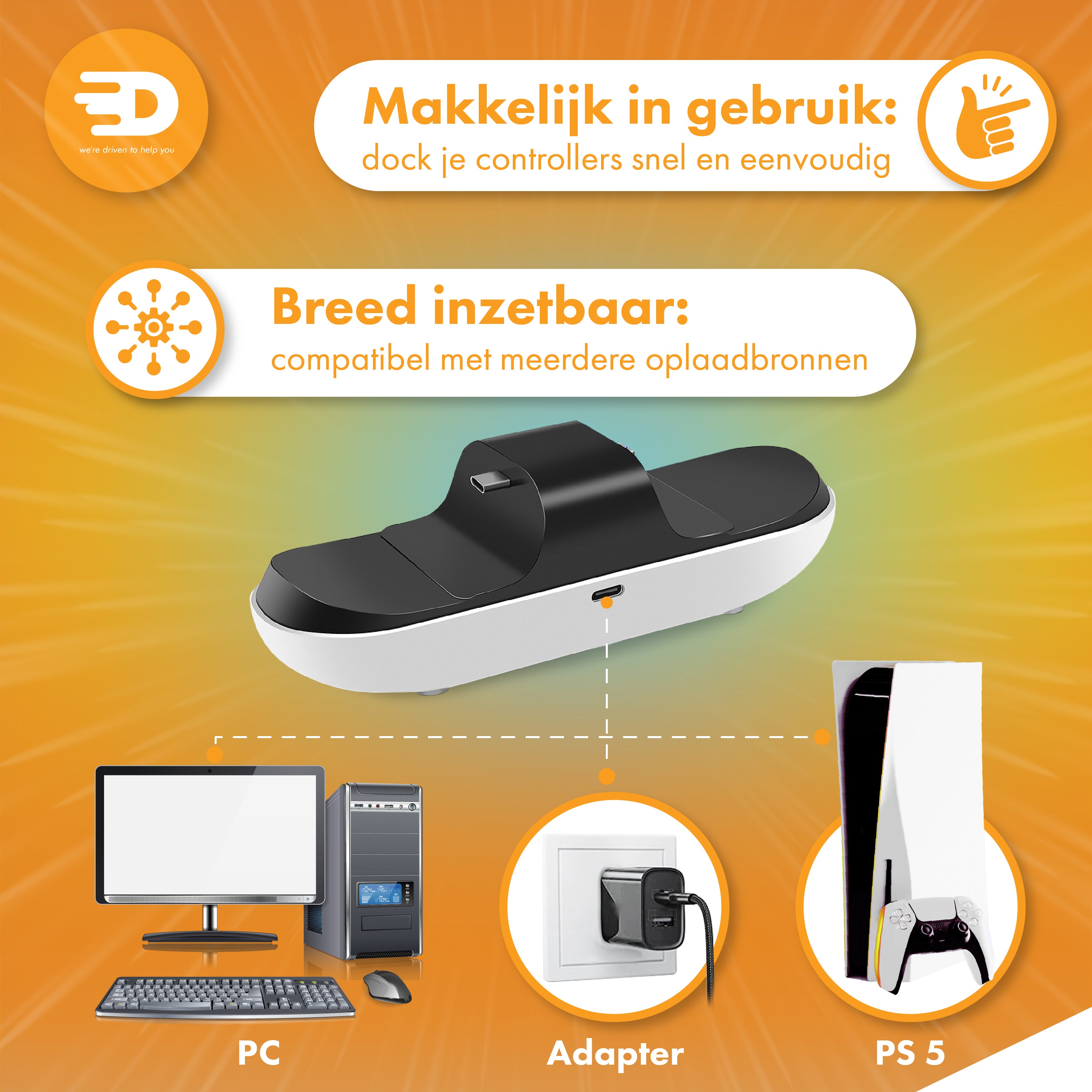 PS5 Oplaadstation - met Oplaadkabel 1 meter