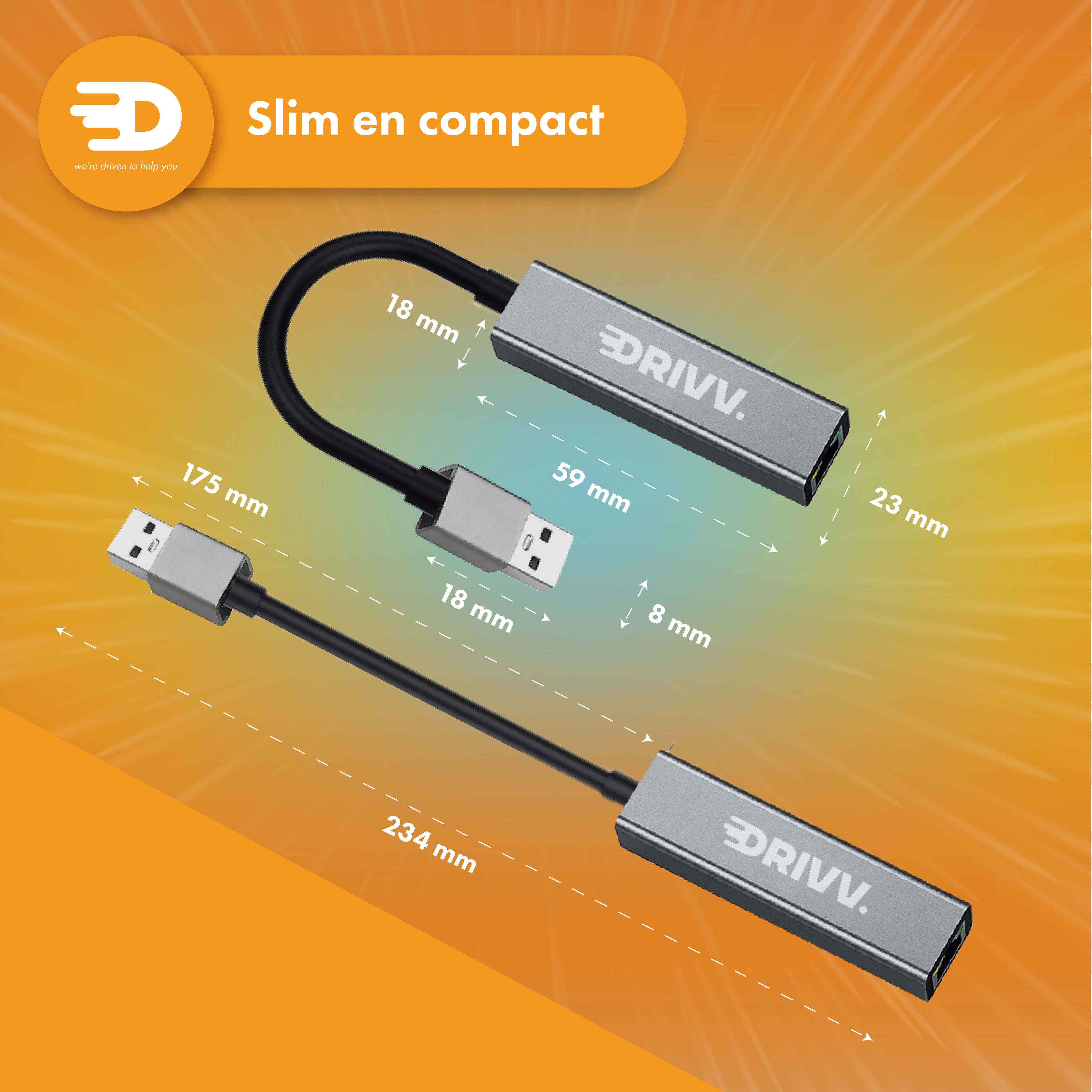 USB-A naar Ethernet Adapter / Internet / Netwerk - 10/100/1000 MBps