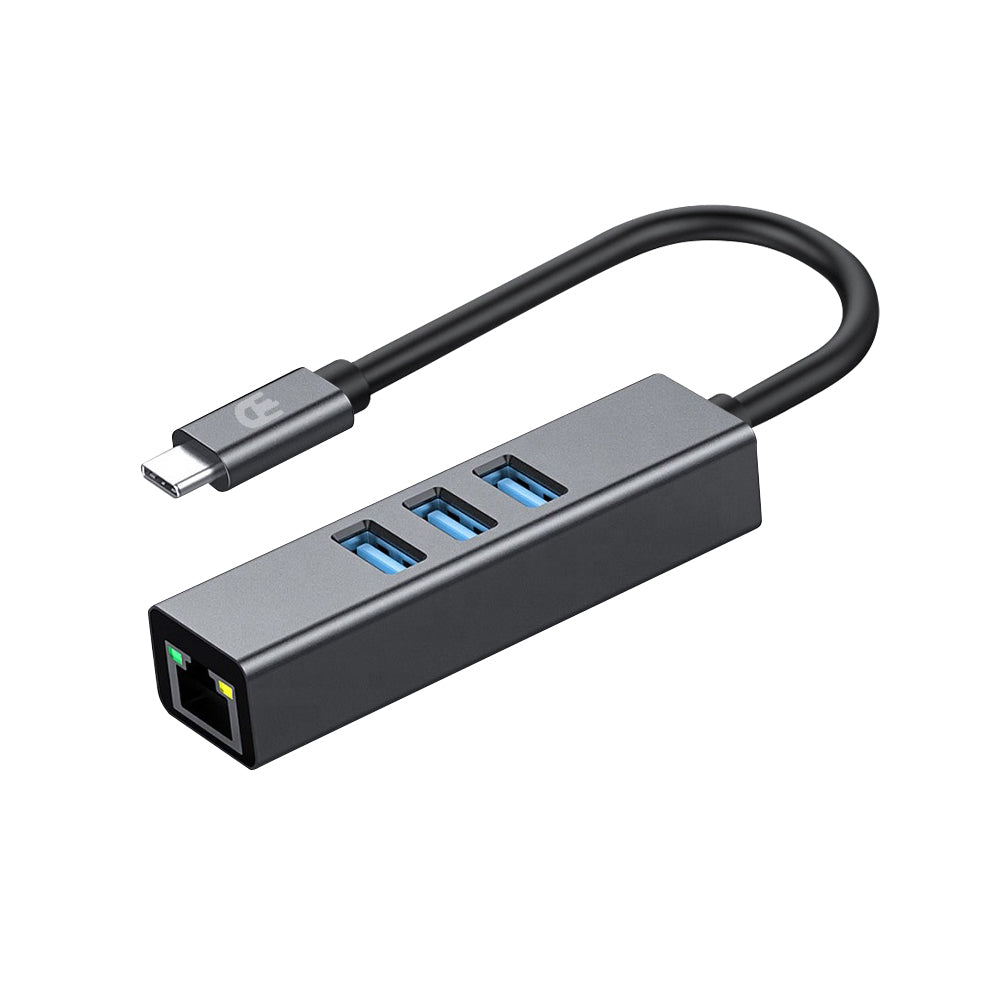 USB C naar Ethernet Adapter met 3 USB 3.0 poorten