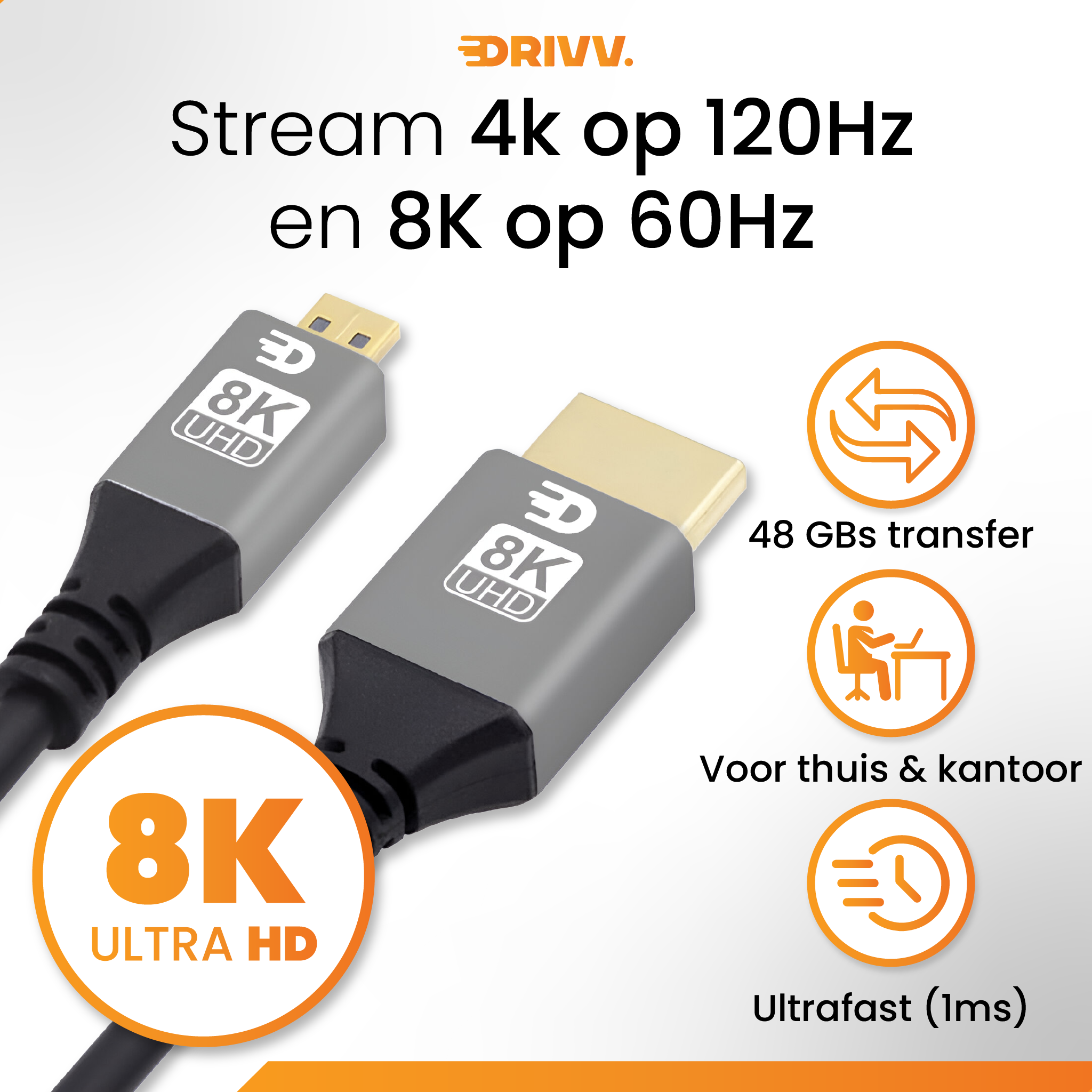 Premium Micro HDMI naar HDMI Kabel 2.1