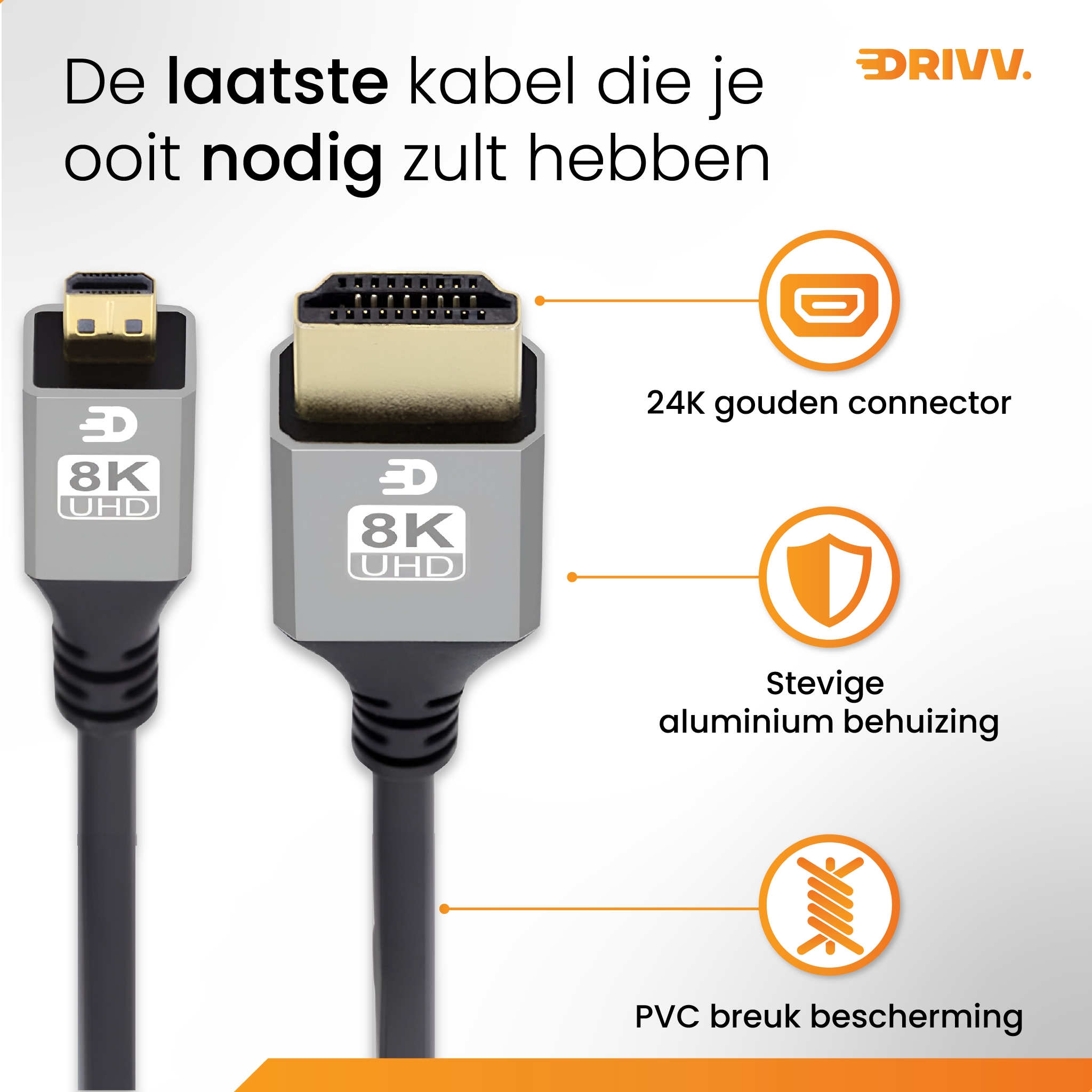 Premium Micro HDMI naar HDMI Kabel 2.1