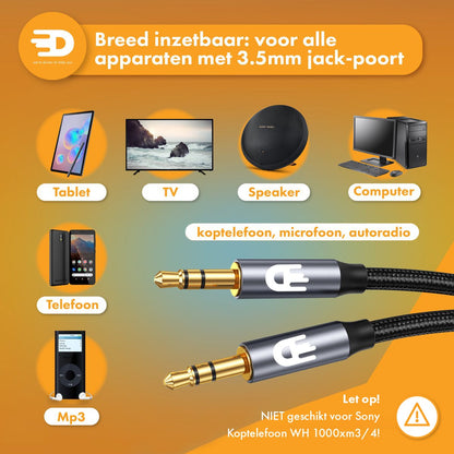 AUX Kabel - Jack naar Jack 3.5 mm