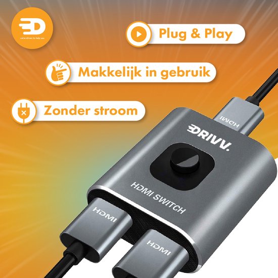 HDMI Switch - 2 In 1 Uit - 4K 60Hz