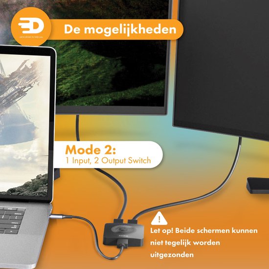 HDMI Switch - 2-in-1 uit - Bi-directioneel