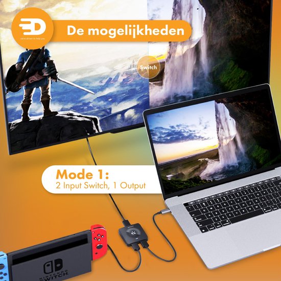 HDMI Switch - 2-in-1 uit - Bi-directioneel