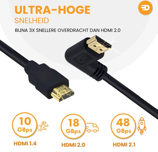 HDMI Kabel 2.1 - Haaks - 4K 120Hz - 8K 60Hz