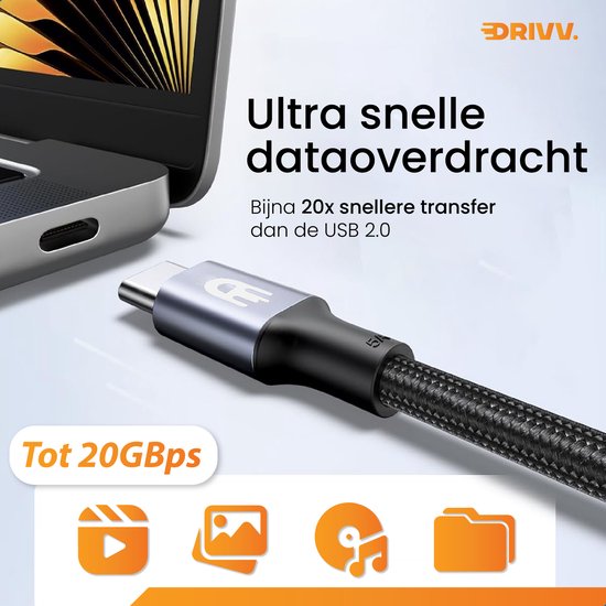 USB C Verlengkabel 3.2 - PD 100w - 4K 60Hz